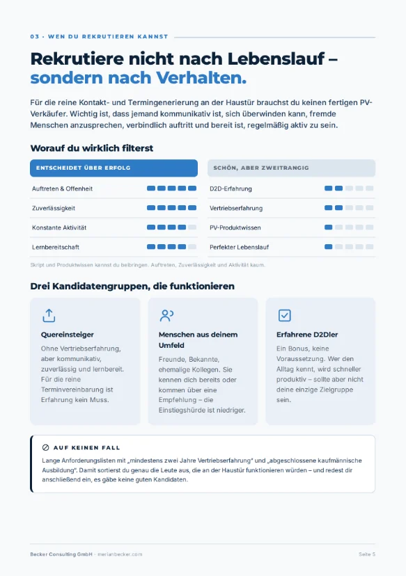 Seite 5 des Kits: Wen du rekrutieren kannst
