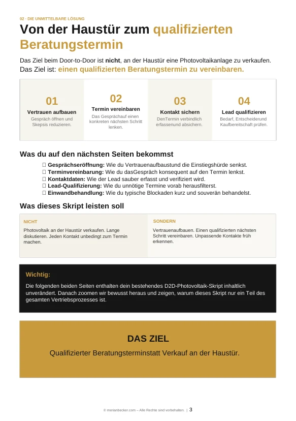 Seite 2 des Skripts: Das eigentliche Problem an der Haustür